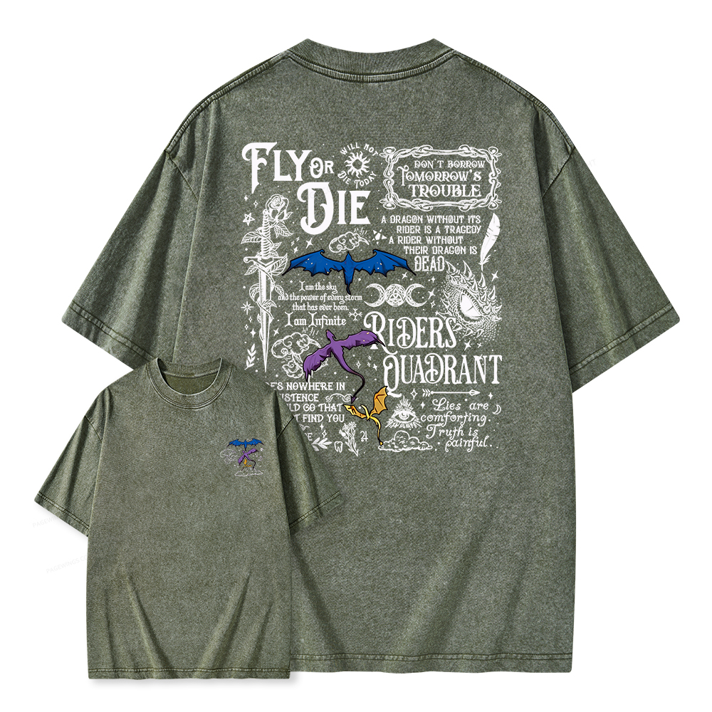 Pagewings Fly Or Die Unisex Washed T-shirt