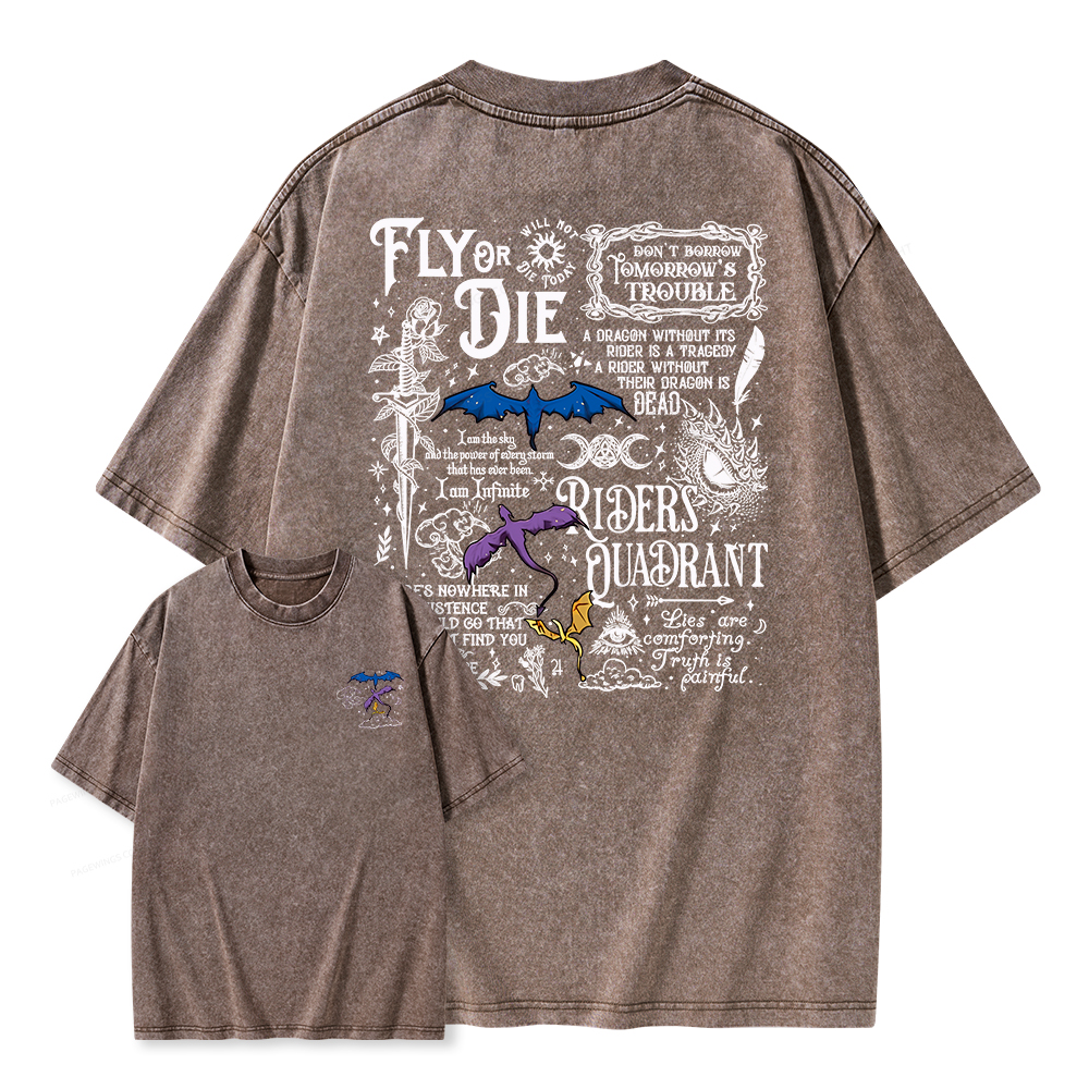 Pagewings Fly Or Die Unisex Washed T-shirt