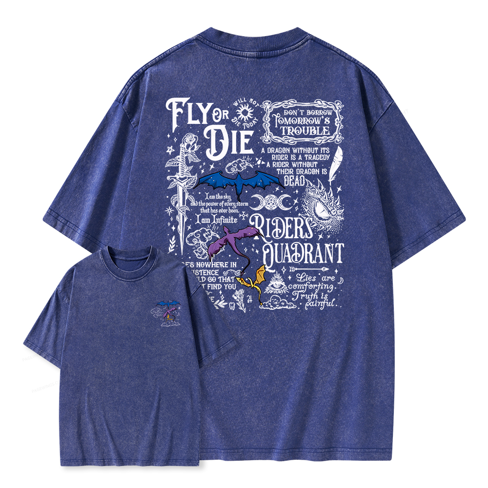 Pagewings Fly Or Die Unisex Washed T-shirt