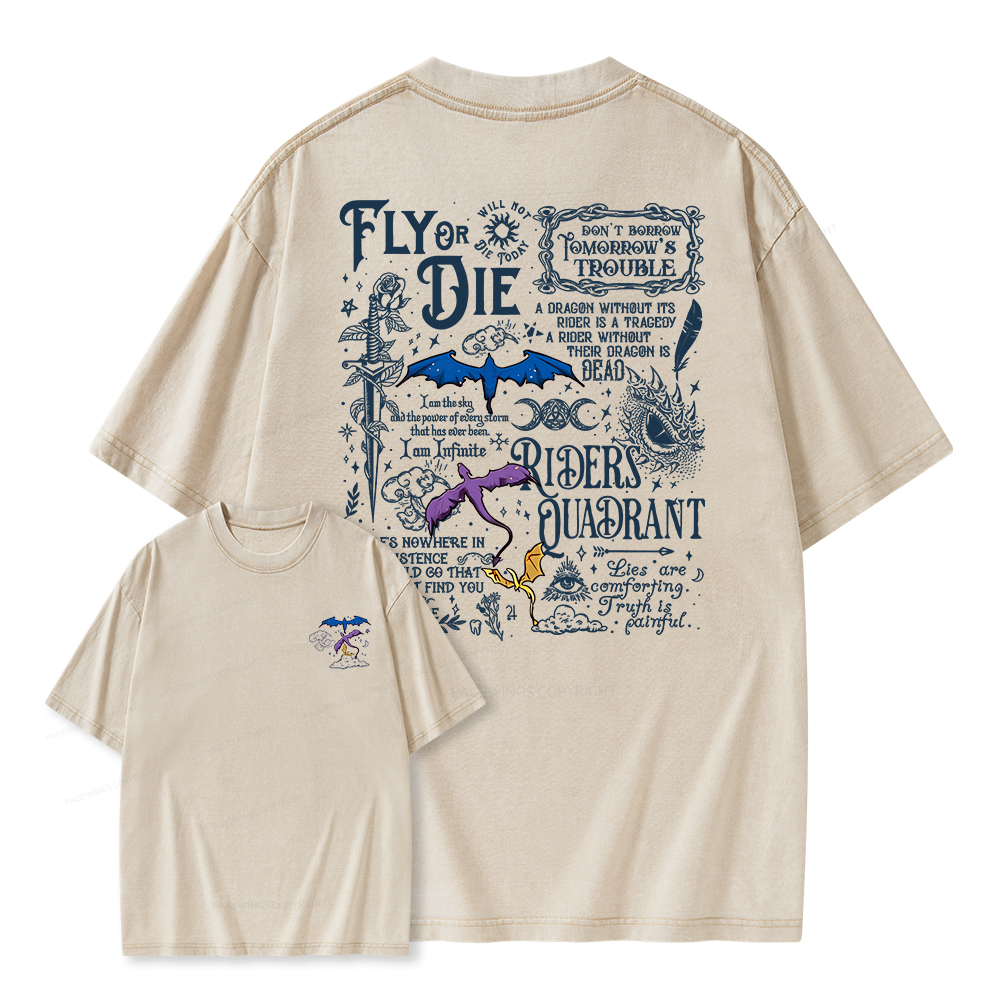 Pagewings Fly Or Die Unisex Washed T-shirt