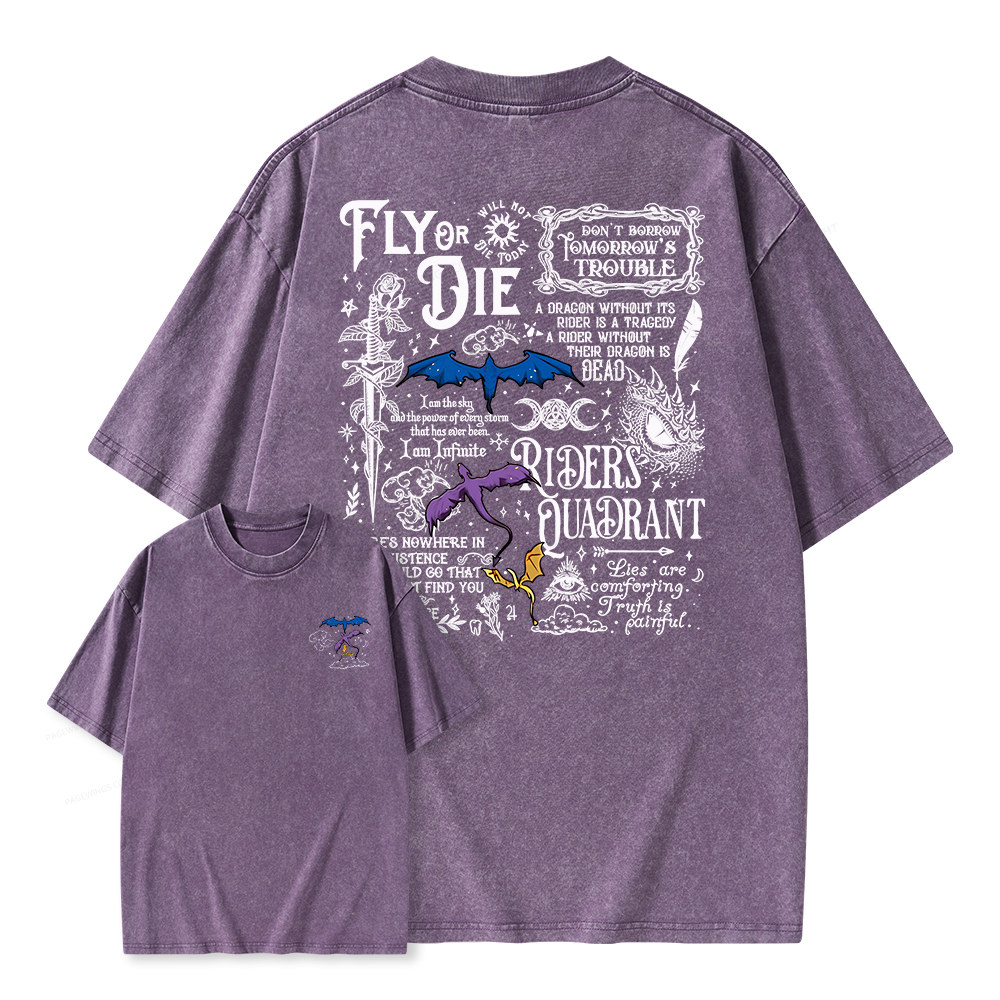 Pagewings Fly Or Die Unisex Washed T-shirt