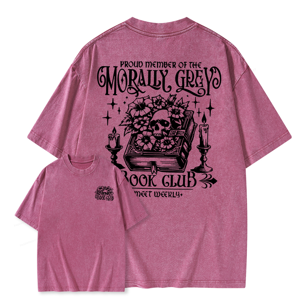 Pagewings Morally Grey Book Club Unisex Washed T-shirt