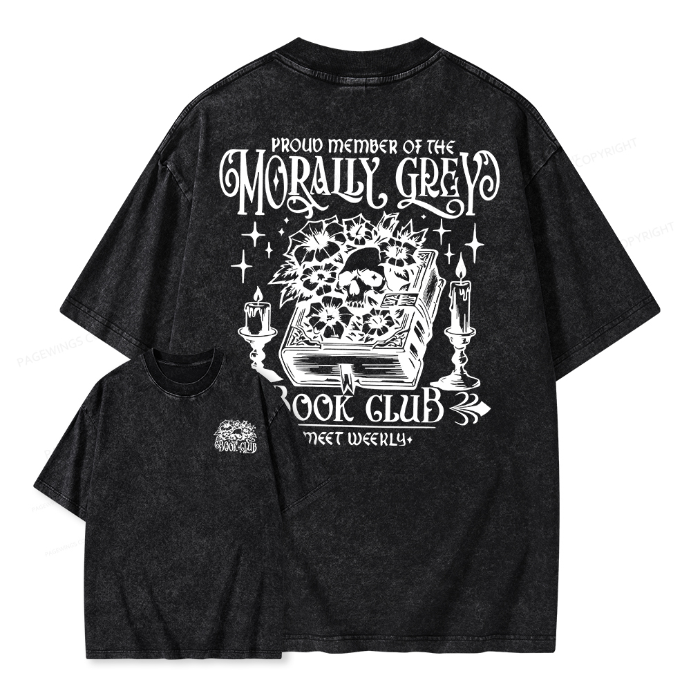 Pagewings Morally Grey Book Club Unisex Washed T-shirt