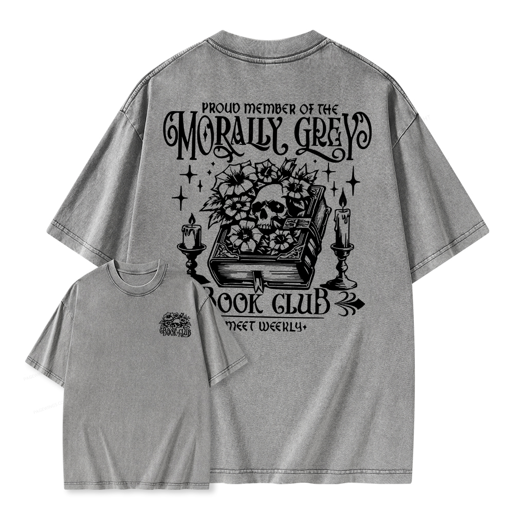 Pagewings Morally Grey Book Club Unisex Washed T-shirt