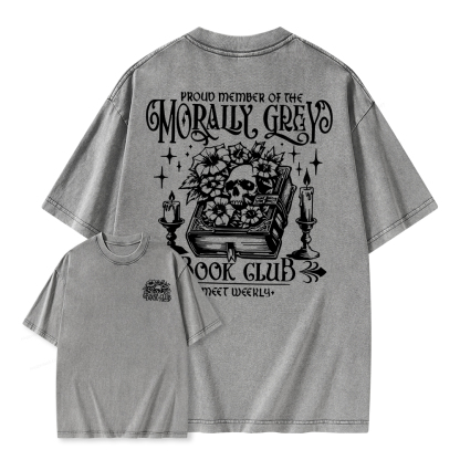Pagewings Morally Grey Book Club Unisex Washed T-shirt