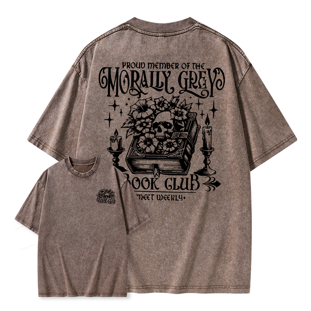 Pagewings Morally Grey Book Club Unisex Washed T-shirt