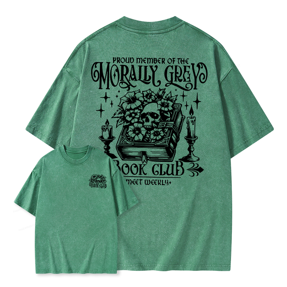 Pagewings Morally Grey Book Club Unisex Washed T-shirt