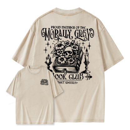 Pagewings Morally Grey Book Club Unisex Washed T-shirt