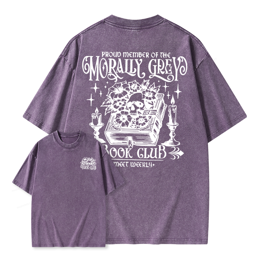 Pagewings Morally Grey Book Club Unisex Washed T-shirt