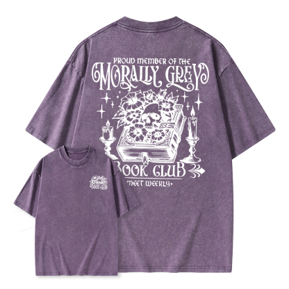 Pagewings Morally Grey Book Club Unisex Washed T-shirt