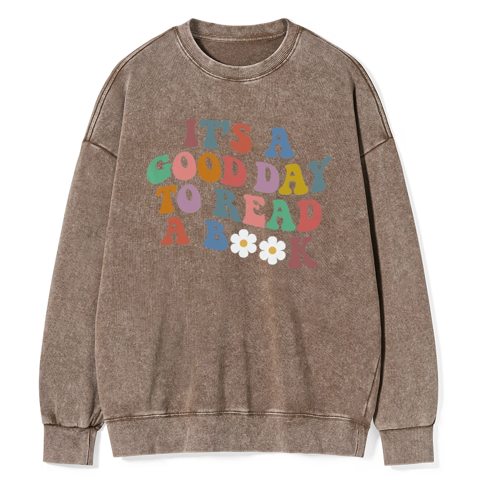 Pagewings It's A Good Day To Read A Book Unisex Washed Sweatshirt