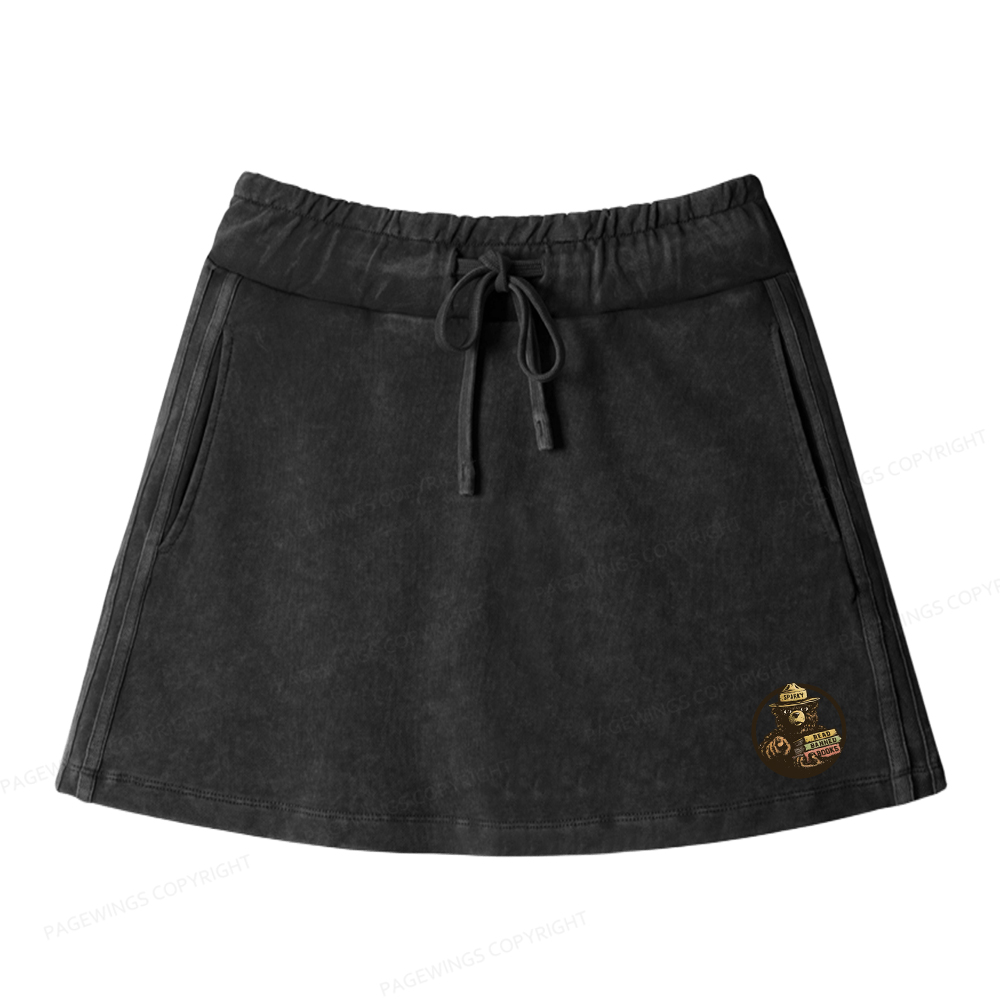Pagewings Only You Can Prevent Book Burnings Women Drawstring Washed Mini Skirts