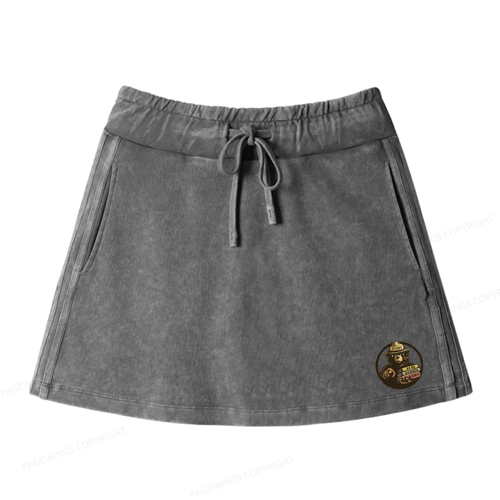 Pagewings Only You Can Prevent Book Burnings Women Drawstring Washed Mini Skirts