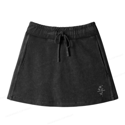 Pagewings Barely Tolerable Women Drawstring Washed Mini Skirts