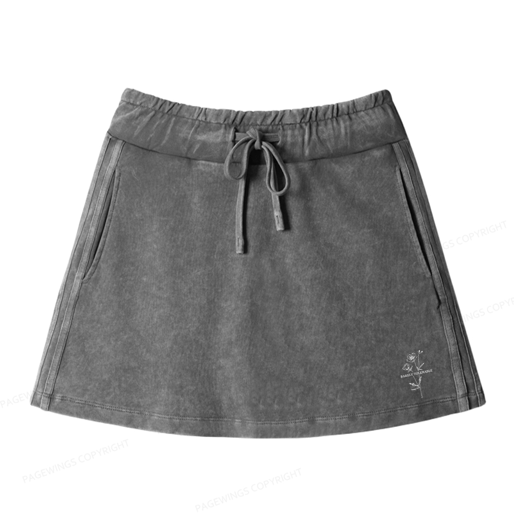 Pagewings Barely Tolerable Women Drawstring Washed Mini Skirts