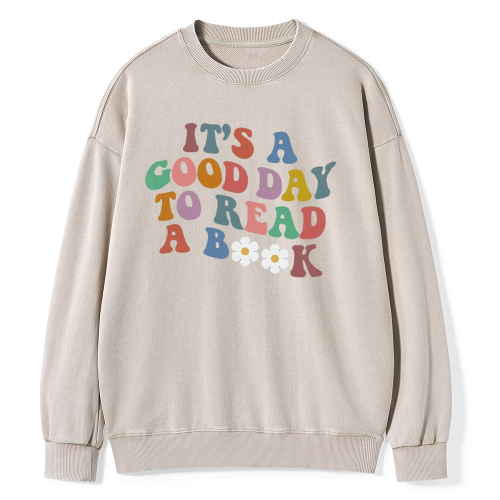 Pagewings It's A Good Day To Read A Book Unisex Washed Sweatshirt