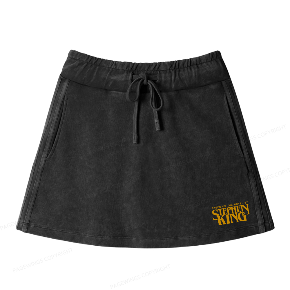 Pagewings Based On A Novel By Stephen King Women Drawstring Washed Mini Skirts