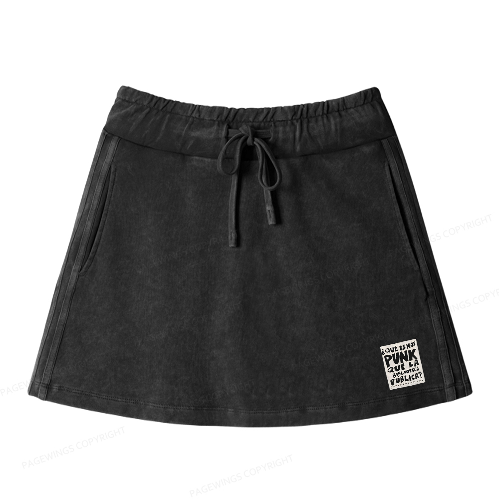 Pagewings What's More Punk Than The Public Library Women Drawstring Washed Mini Skirts