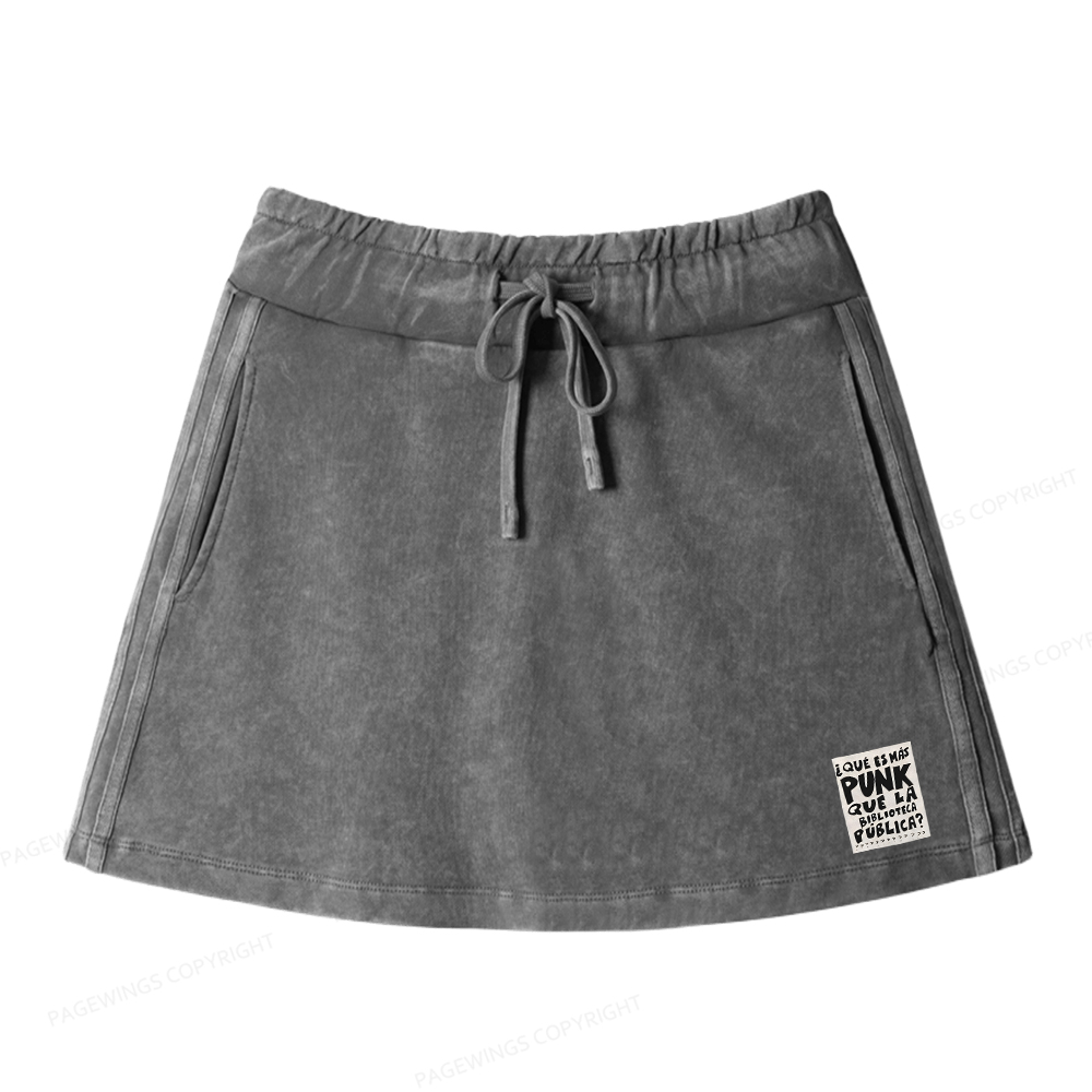 Pagewings What's More Punk Than The Public Library Women Drawstring Washed Mini Skirts