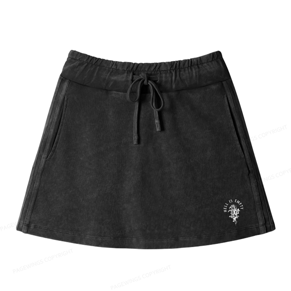 Pagewings Hell Is Empty And All The Devils Are Here Women Drawstring Washed Mini Skirts