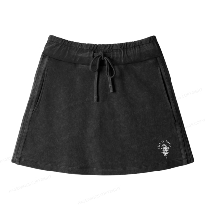 Pagewings Hell Is Empty And All The Devils Are Here Women Drawstring Washed Mini Skirts