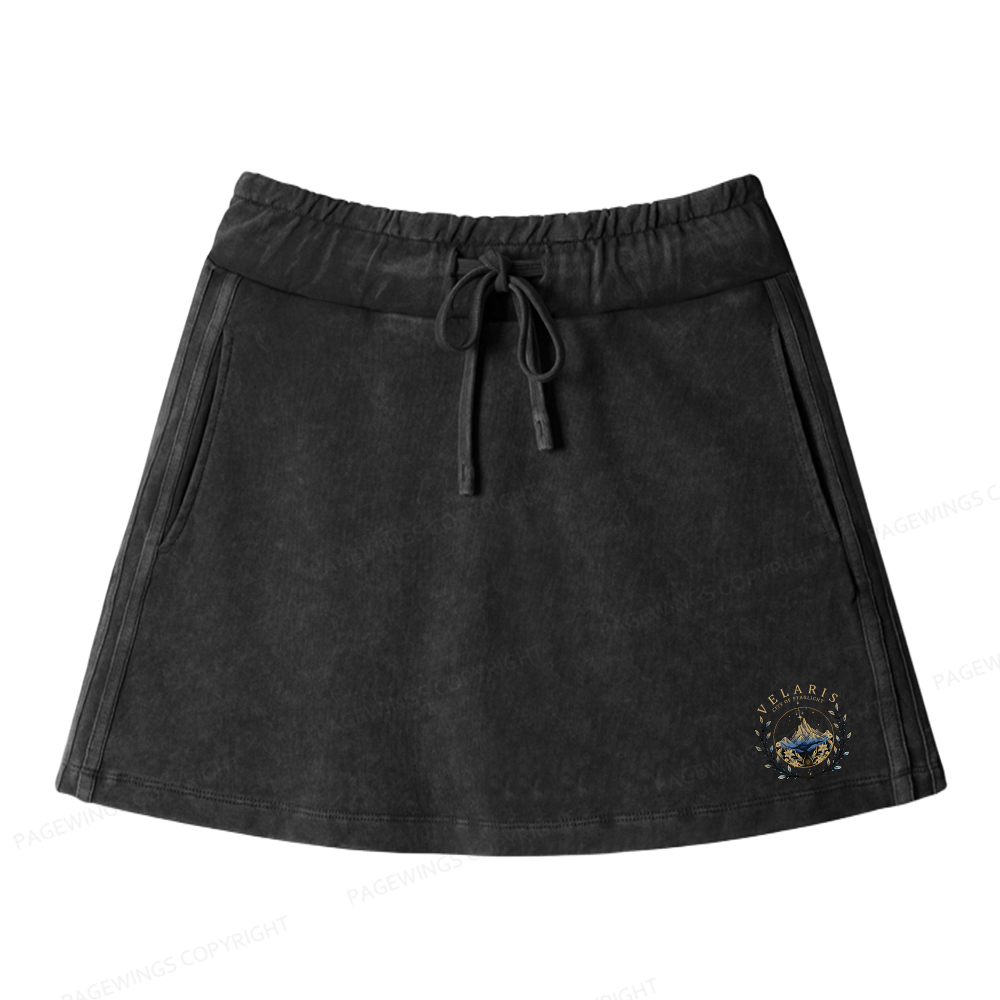 Pagewings Velaris City Of Starlight Women Drawstring Washed Mini Skirts