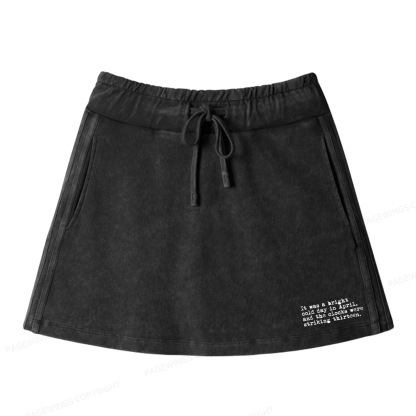 Pagewings Orwell It Was A Bright Cold Day In April Women Drawstring Washed Mini Skirts
