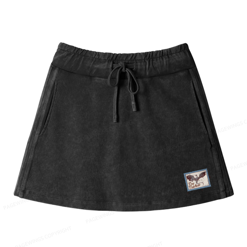 Pagewings To Whatever End Women Drawstring Washed Mini Skirts