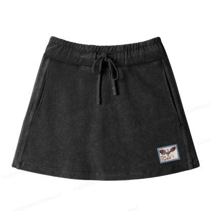 Pagewings To Whatever End Women Drawstring Washed Mini Skirts