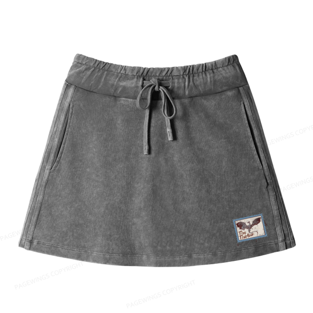 Pagewings To Whatever End Women Drawstring Washed Mini Skirts