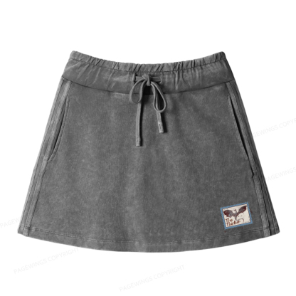 Pagewings To Whatever End Women Drawstring Washed Mini Skirts