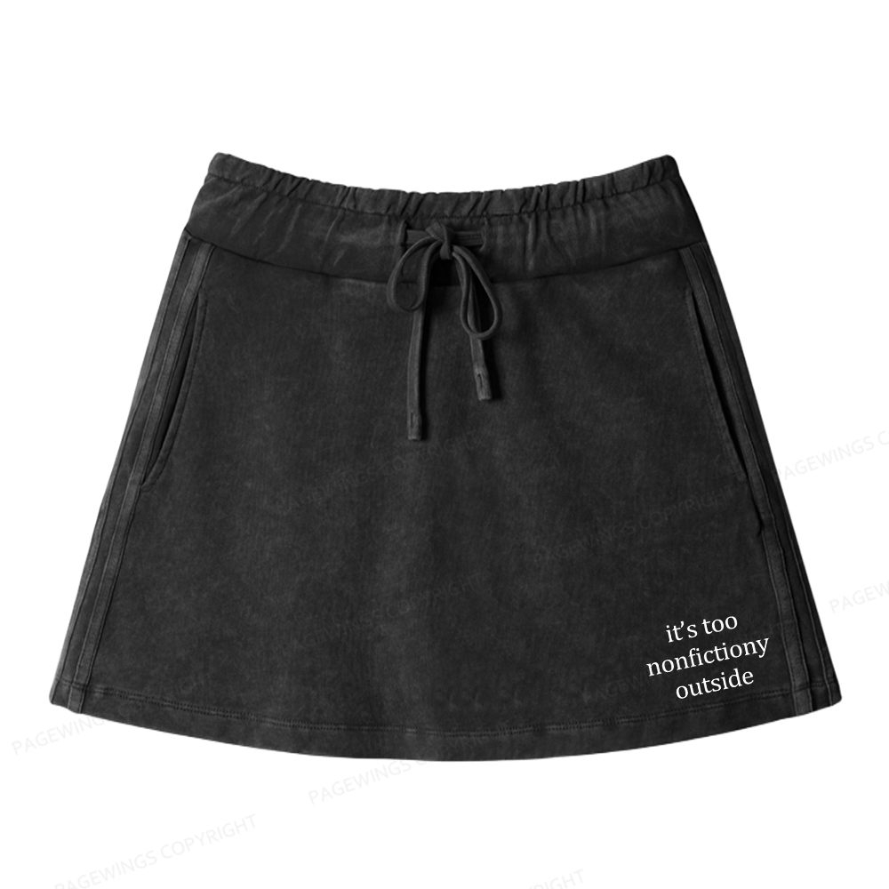Pagewings It’s Too Nonfictiony Outside Women Drawstring Washed Mini Skirts