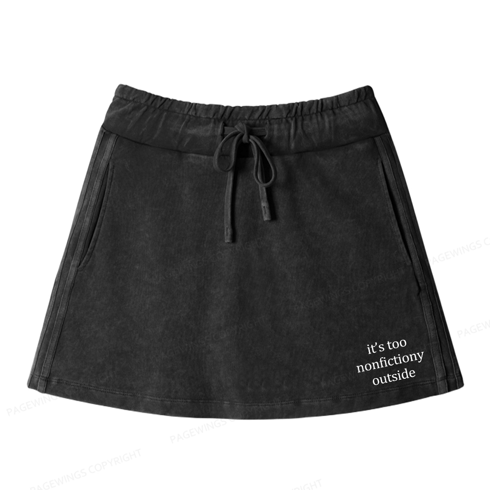 Pagewings It’s Too Nonfictiony Outside Women Drawstring Washed Mini Skirts