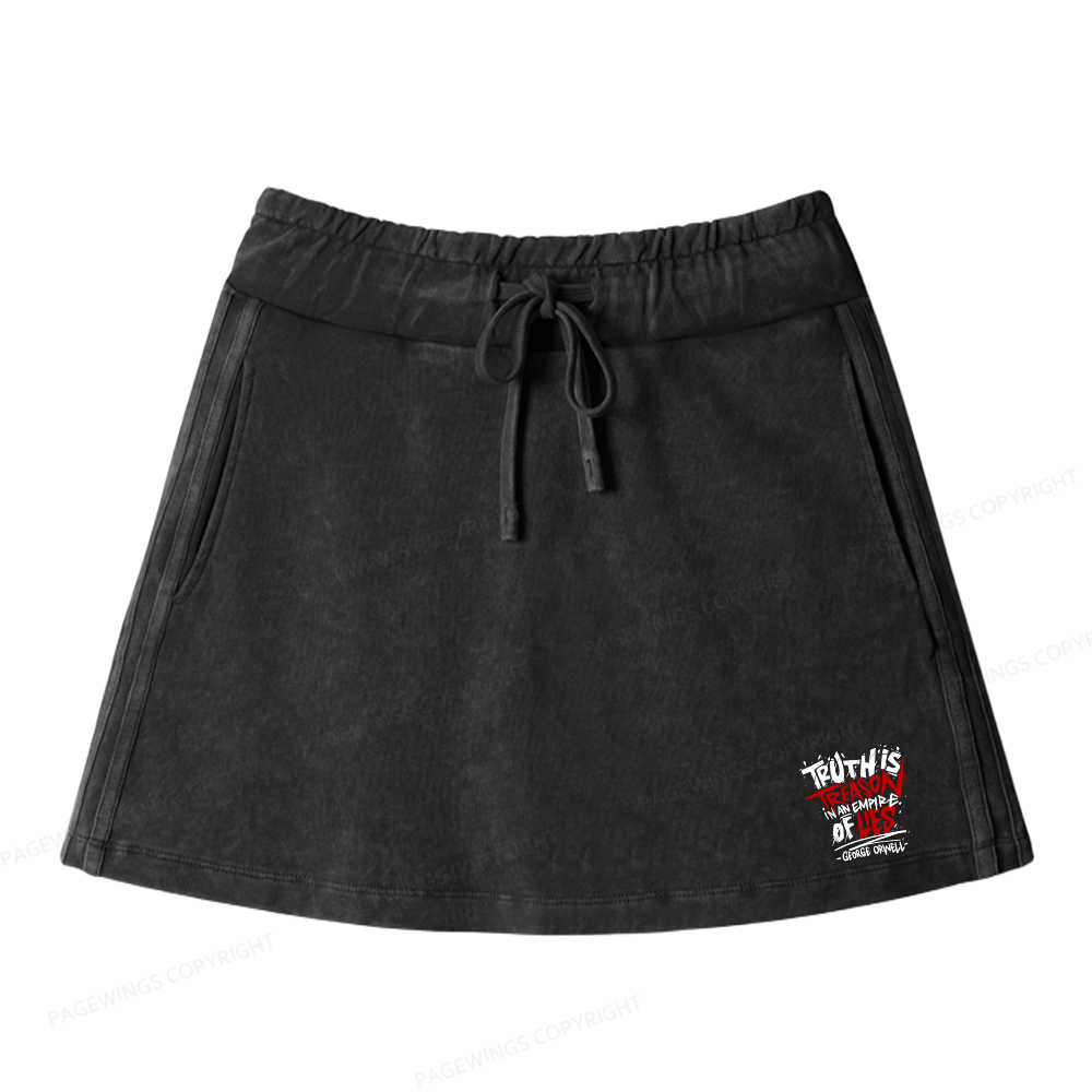 Pagewings Truth Is Treason In An Empire Of Lies Women Drawstring Washed Mini Skirts