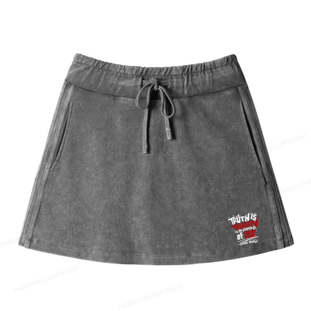 Pagewings Truth Is Treason In An Empire Of Lies Women Drawstring Washed Mini Skirts