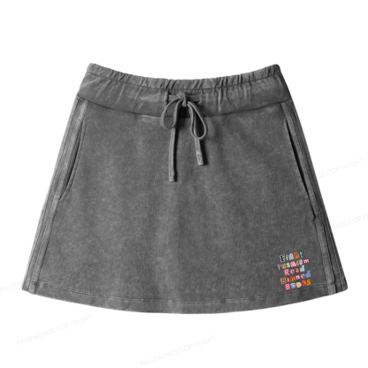 Pagewings Fight Fascism Read Books Women Drawstring Washed Mini Skirts