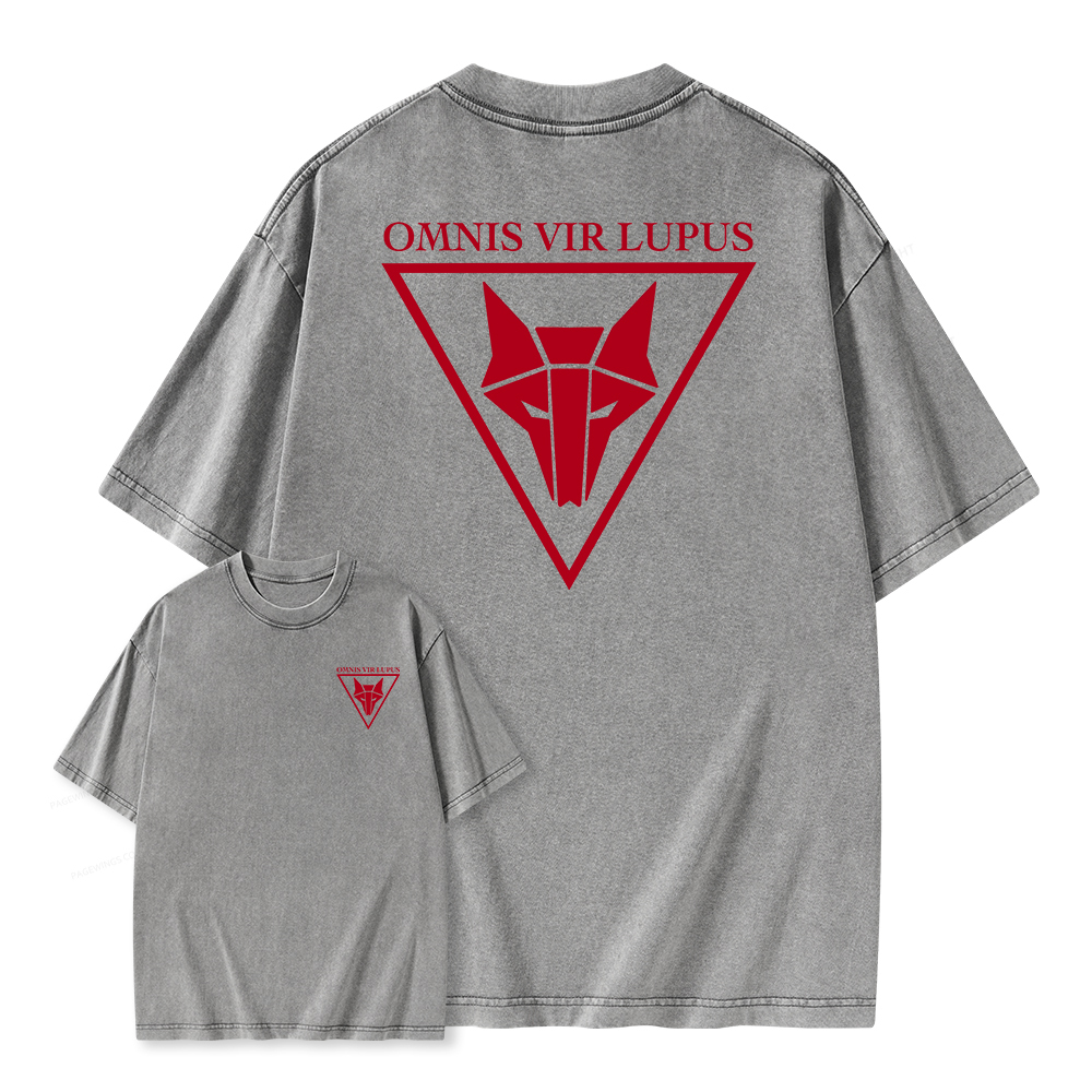 Pagewings Omnis Vir Lupus Unisex Washed T-shirt