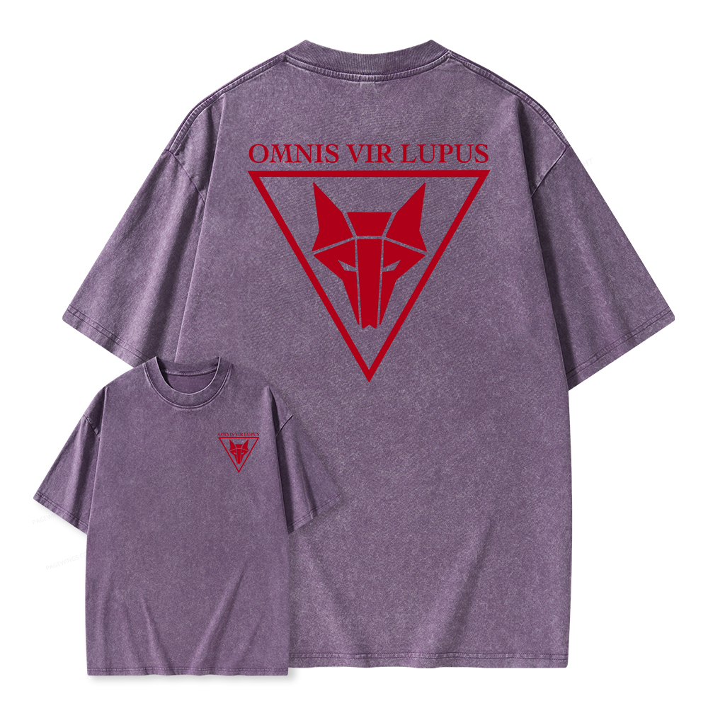 Pagewings Omnis Vir Lupus Unisex Washed T-shirt