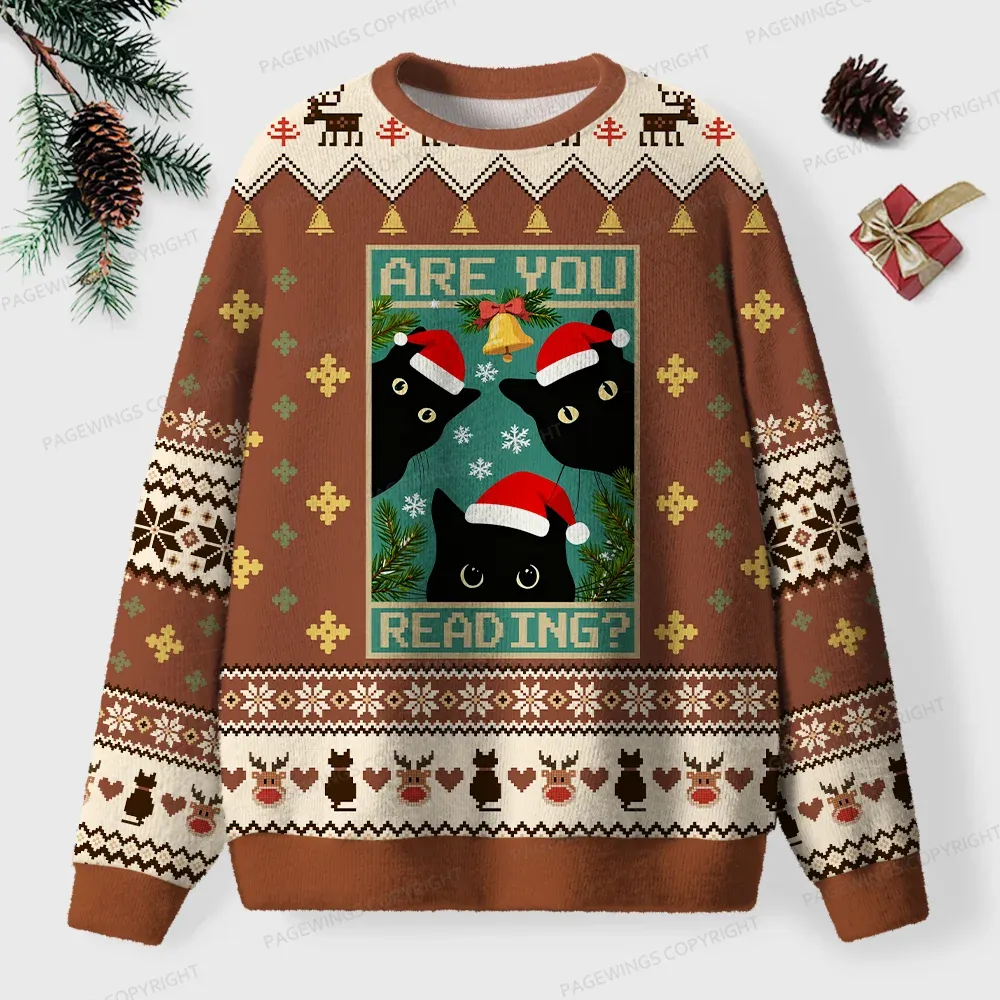 Pagewings Are You Reading Unisex Ugly Knit Sweatshirt