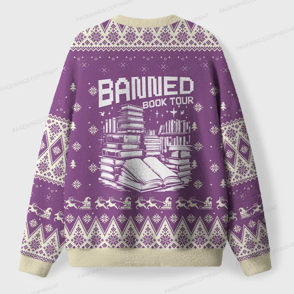 Pagewings Banned Book Tour Unisex Ugly Knit Sweatshirt