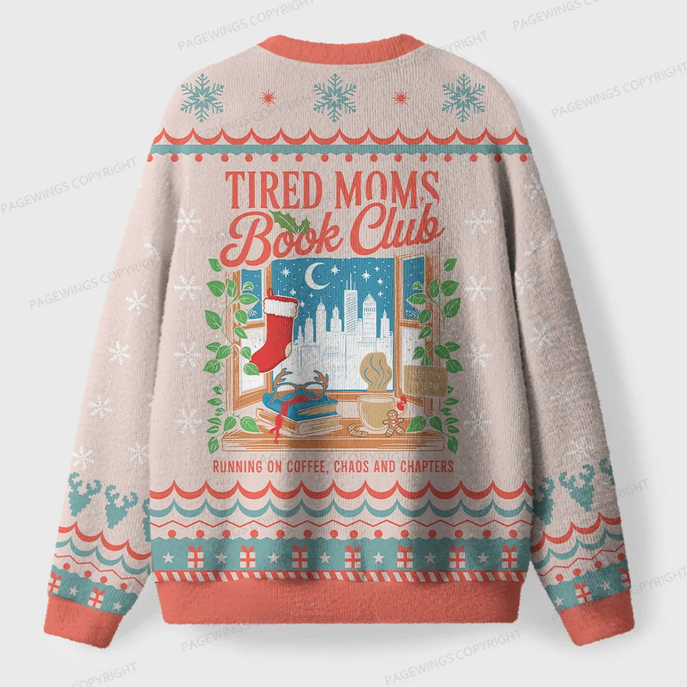 Pagewings Tired Moms Book Club Unisex Ugly Knit Sweatshirt