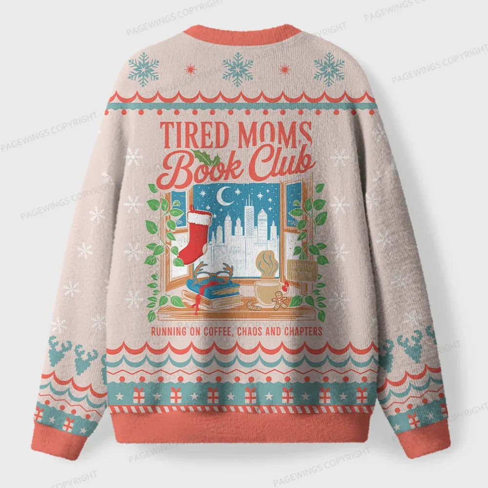 Pagewings Tired Moms Book Club Unisex Ugly Knit Sweatshirt