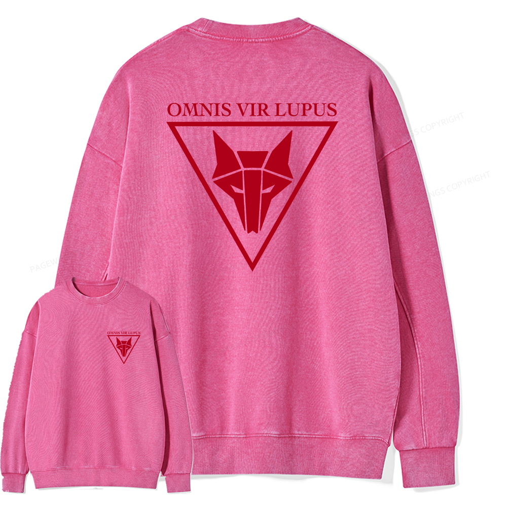 Pagewings Omnis Vir Lupus Unisex Washed Sweatshirt