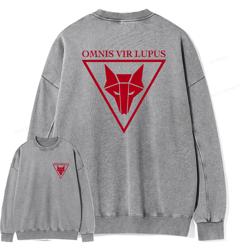 Pagewings Omnis Vir Lupus Unisex Washed Sweatshirt