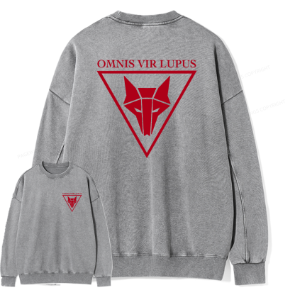 Pagewings Omnis Vir Lupus Unisex Washed Sweatshirt