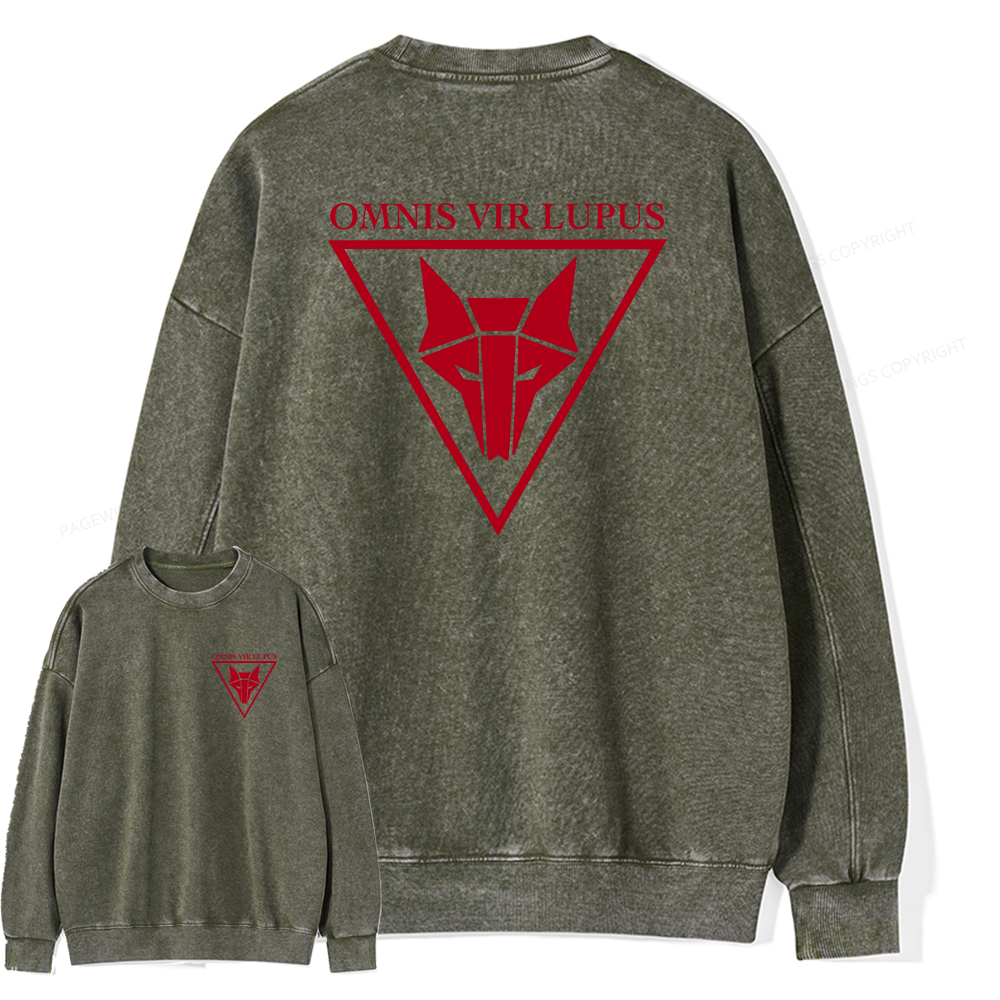 Pagewings Omnis Vir Lupus Unisex Washed Sweatshirt