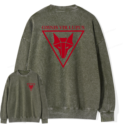Pagewings Omnis Vir Lupus Unisex Washed Sweatshirt
