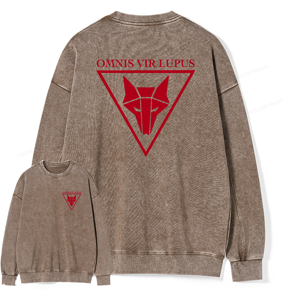Pagewings Omnis Vir Lupus Unisex Washed Sweatshirt