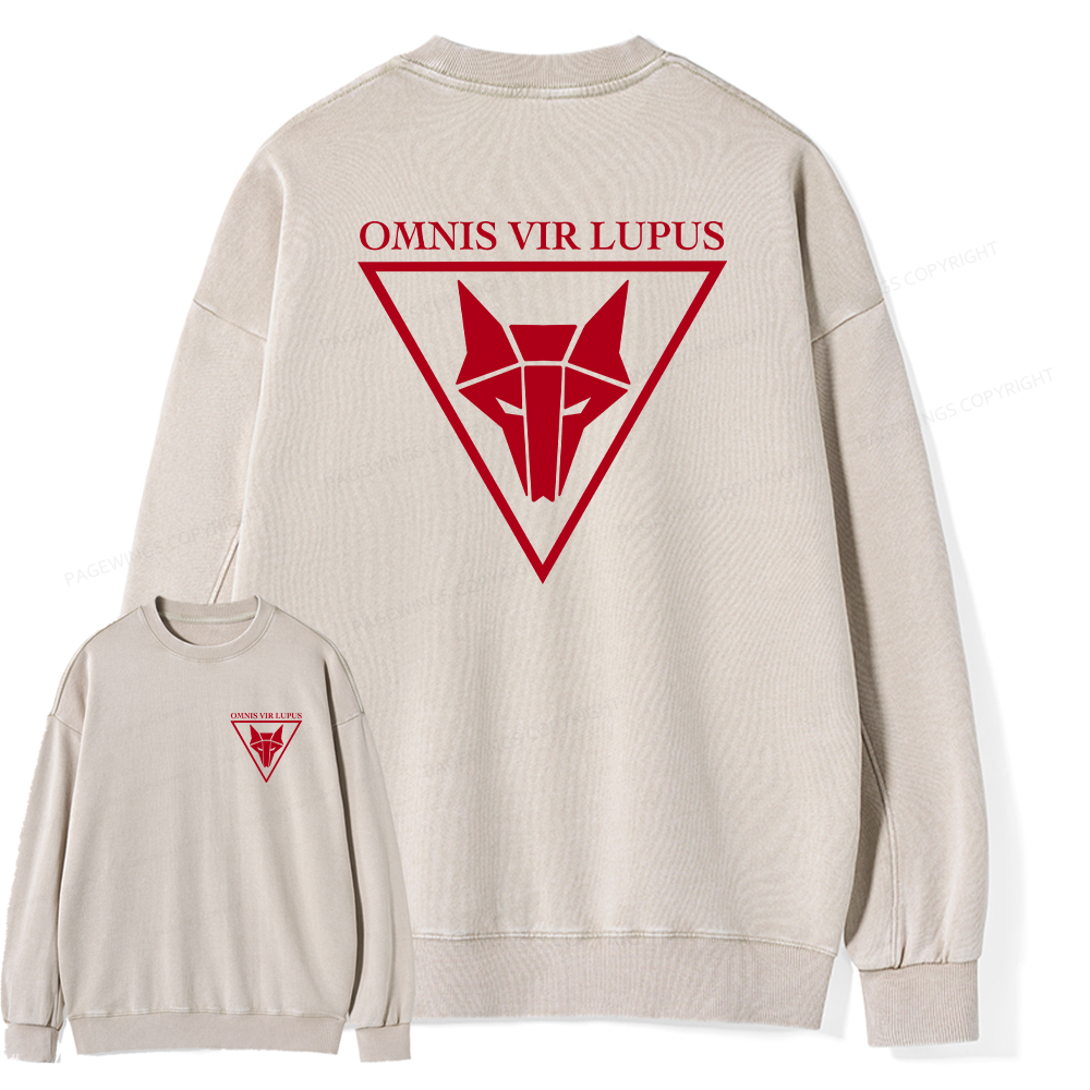 Pagewings Omnis Vir Lupus Unisex Washed Sweatshirt