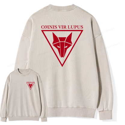 Pagewings Omnis Vir Lupus Unisex Washed Sweatshirt
